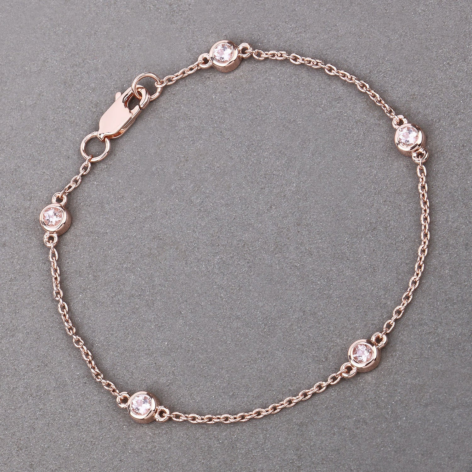 0.45 Carat Genuine Morganite .925 Sterling Silver Bracelet - Image 4