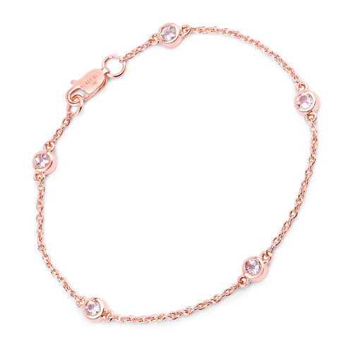 0.45 Carat Genuine Morganite .925 Sterling Silver Bracelet - Image 5