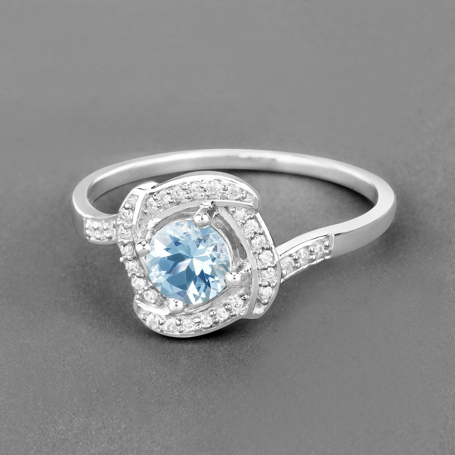 0.46 Carat Genuine Aquamarine and White Diamond 14K White Gold Ring - Image 4