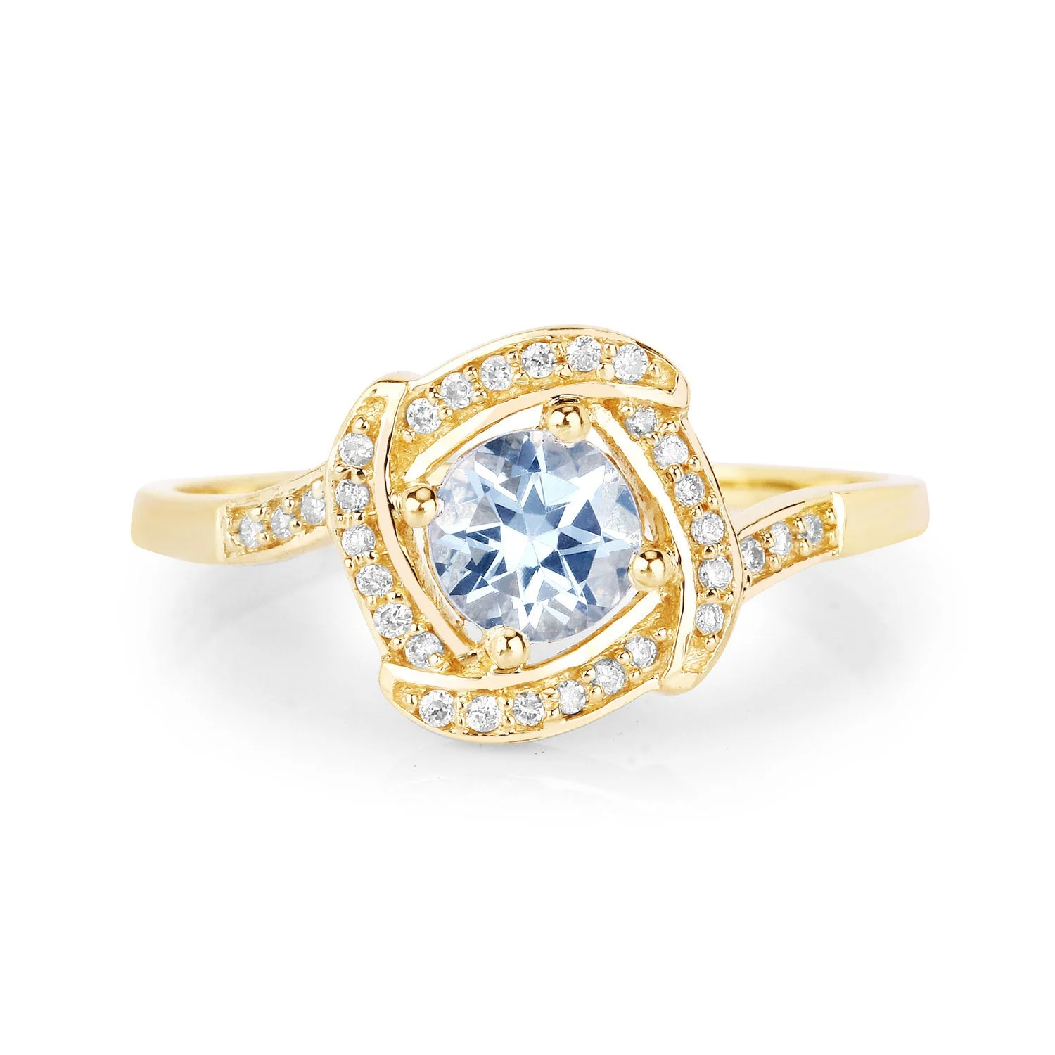 0.46 Carat Genuine Aquamarine and White Diamond 14K Yellow Gold Ring - Image 3