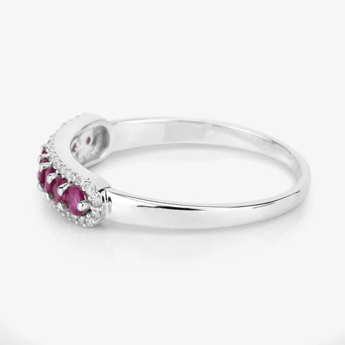 0.47 Carat Genuine Ruby and White Diamond 14K White Gold Ring - Image 11