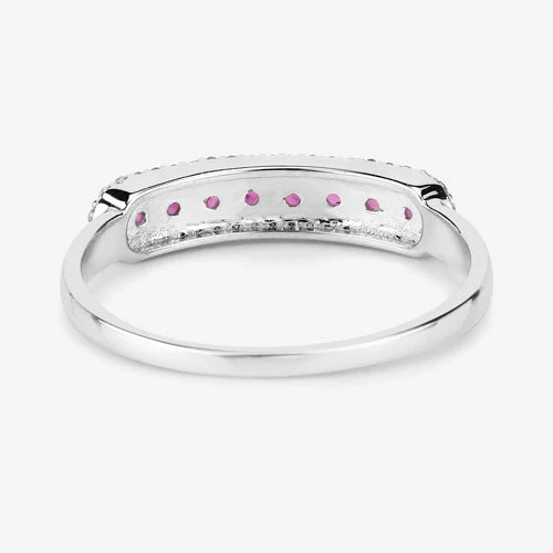 0.47 Carat Genuine Ruby and White Diamond 14K White Gold Ring - Image 12