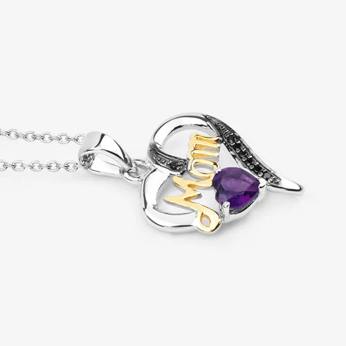 0.48 Carat Genuine Amethyst and Black Spinel .925 Sterling Silver Pendant - Image 10
