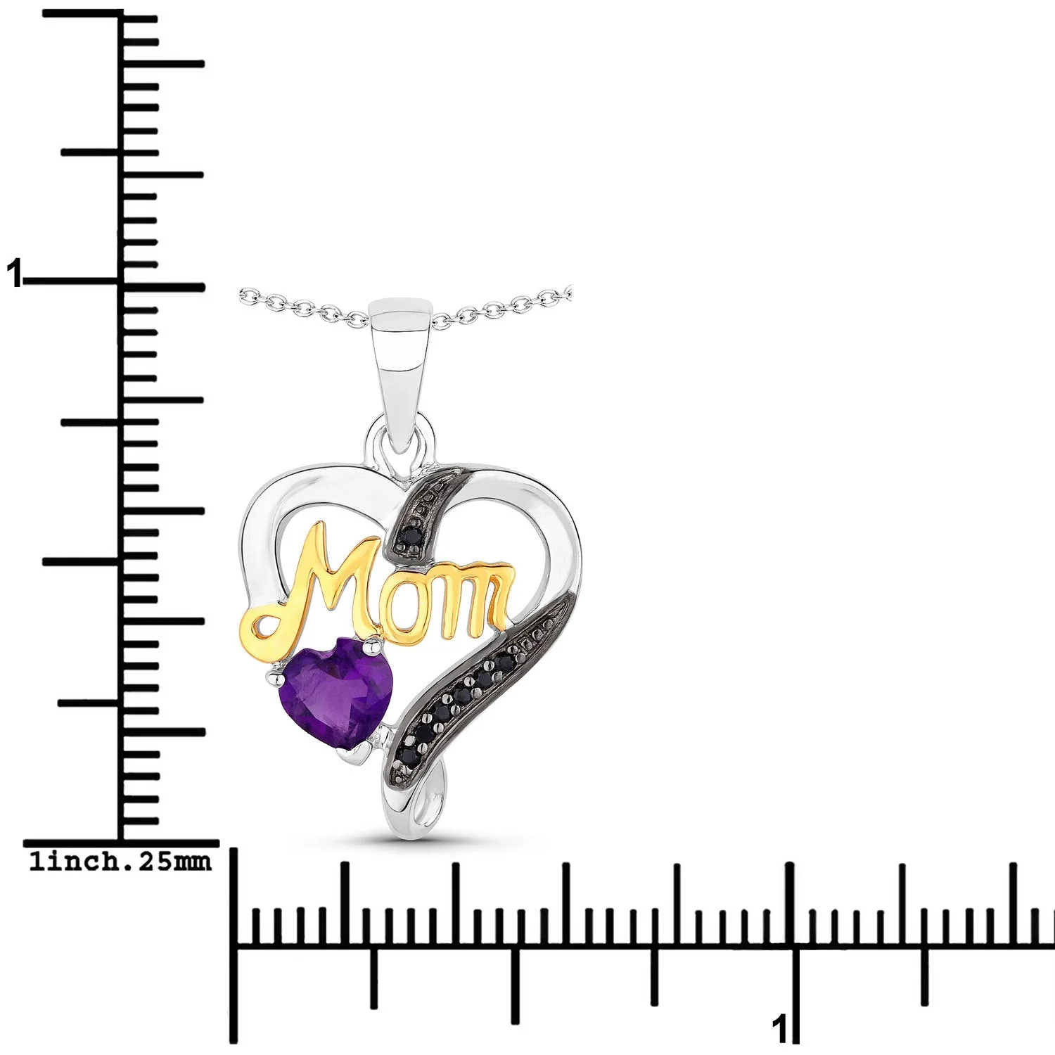 0.48 Carat Genuine Amethyst and Black Spinel .925 Sterling Silver Pendant - Image 3