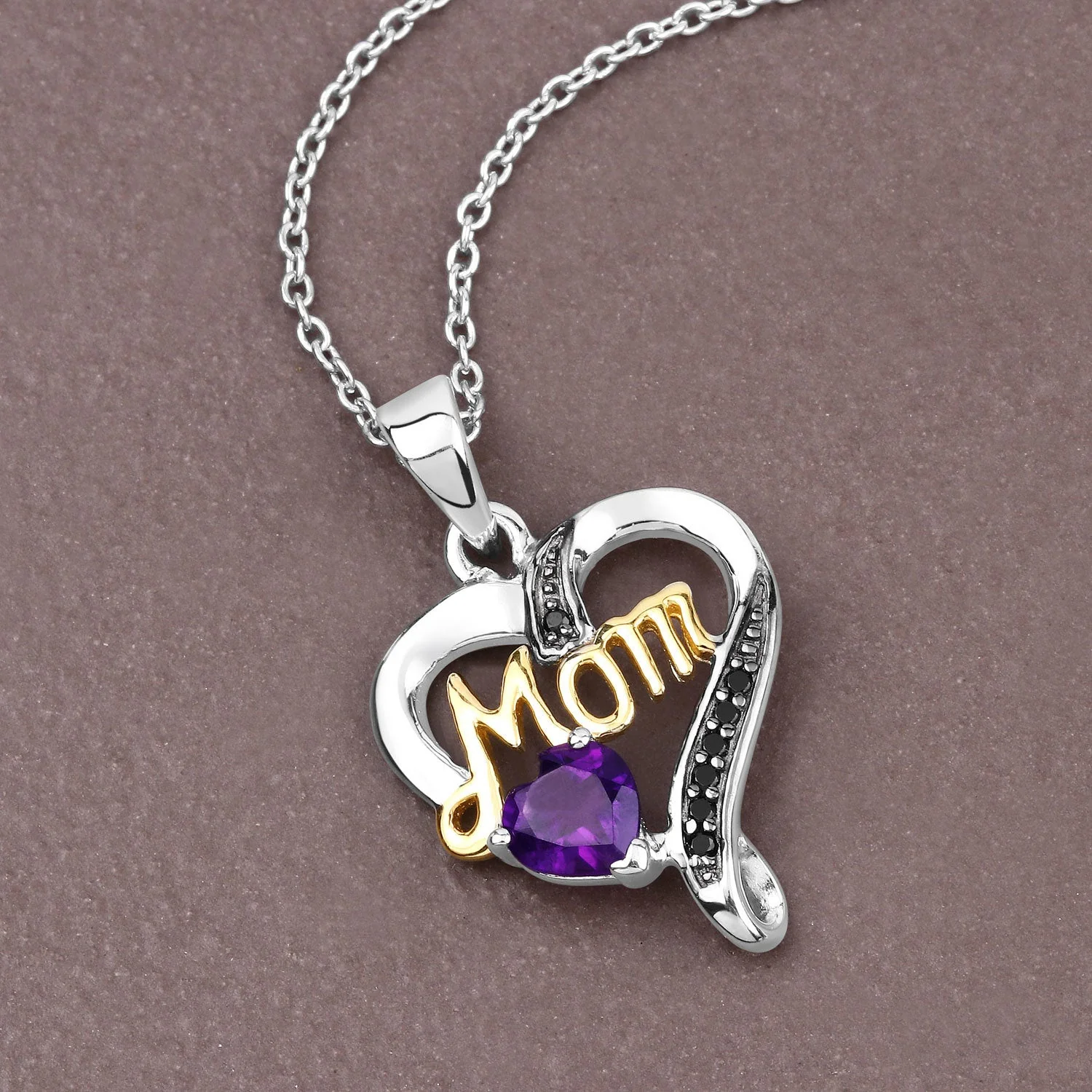 0.48 Carat Genuine Amethyst and Black Spinel .925 Sterling Silver Pendant - Image 4