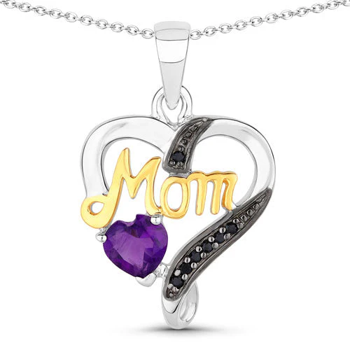 0.48 Carat Genuine Amethyst and Black Spinel .925 Sterling Silver Pendant - Image 5