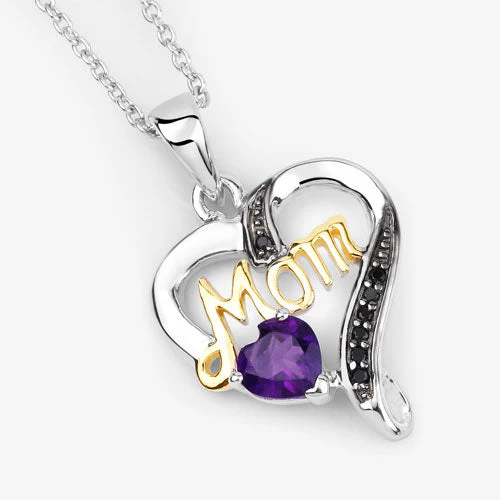 0.48 Carat Genuine Amethyst and Black Spinel .925 Sterling Silver Pendant - Image 9