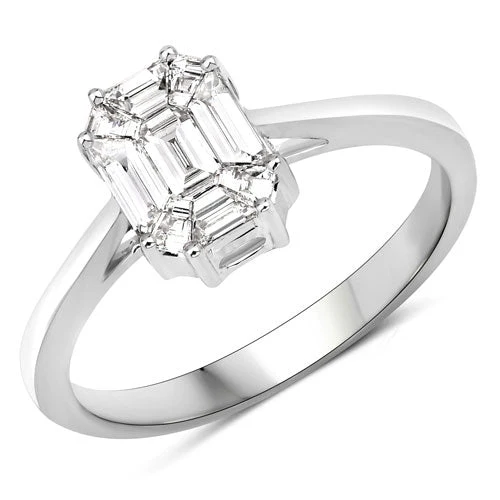 0.48 Carat Genuine White Diamond 18K White Gold Ring - Image 4