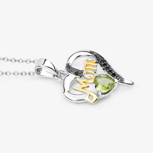 0.49 Carat Genuine Peridot and Black Spinel .925 Sterling Silver Pendant - Image 10