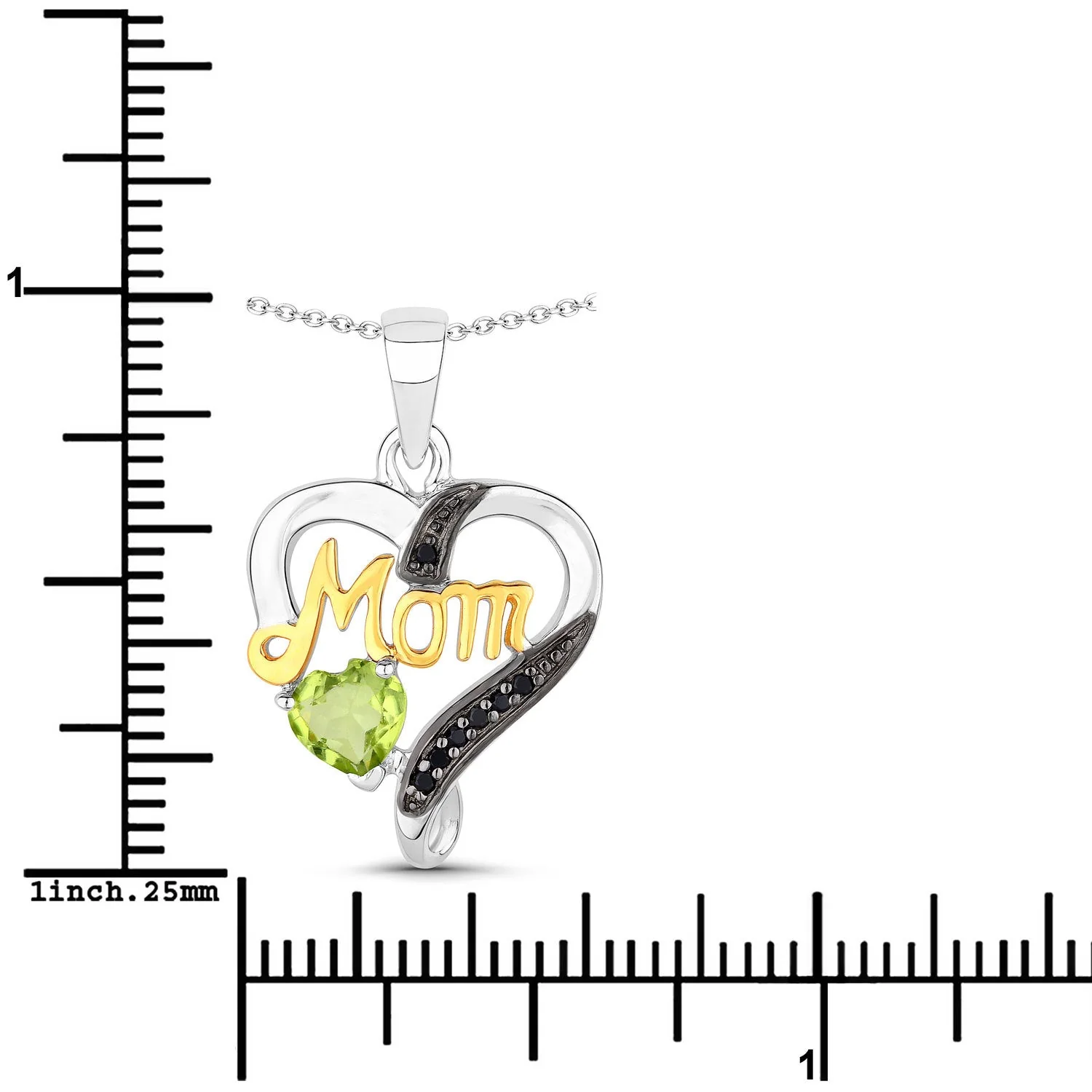 0.49 Carat Genuine Peridot and Black Spinel .925 Sterling Silver Pendant - Image 3