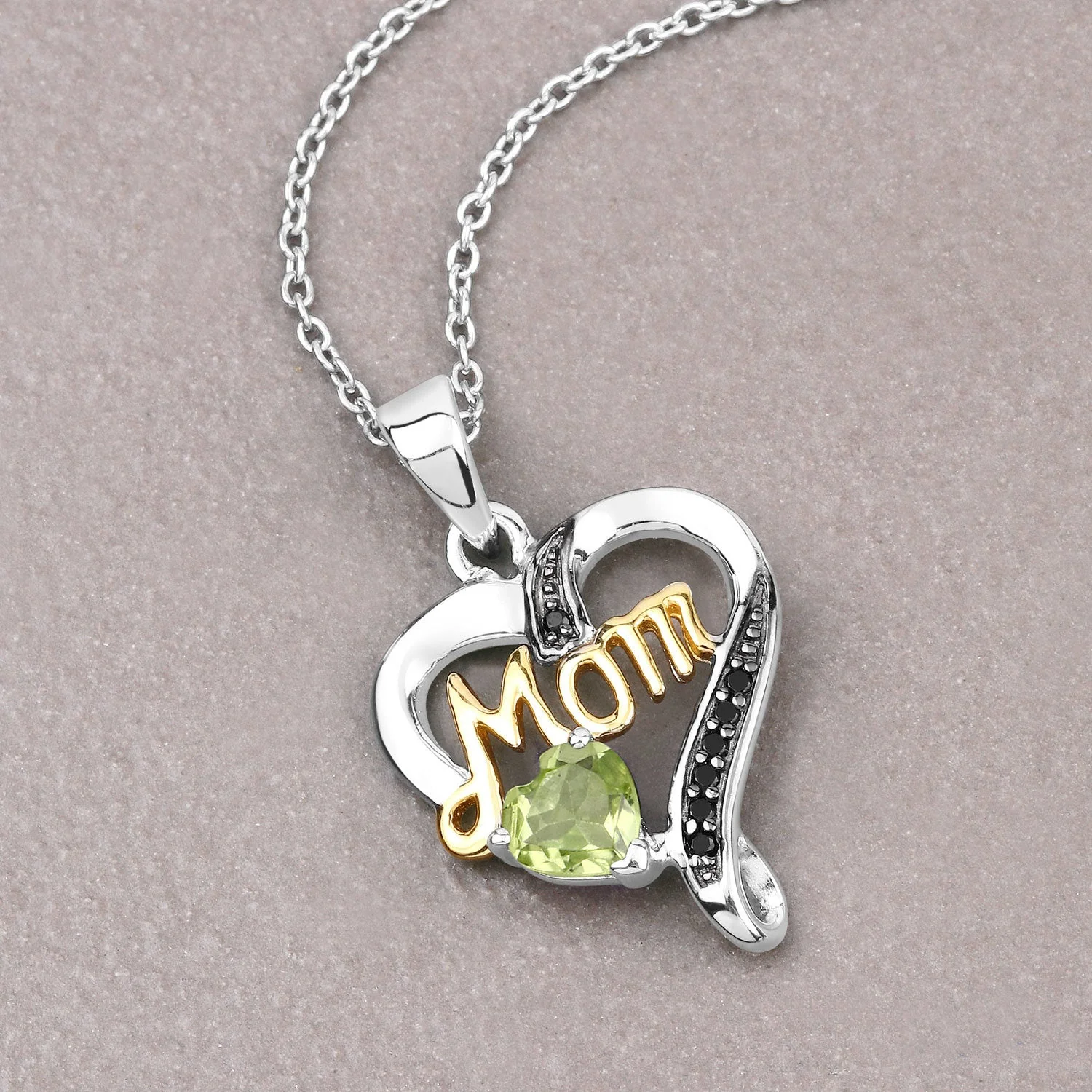 0.49 Carat Genuine Peridot and Black Spinel .925 Sterling Silver Pendant - Image 4