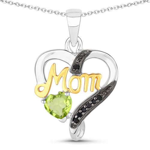 0.49 Carat Genuine Peridot and Black Spinel .925 Sterling Silver Pendant - Image 5
