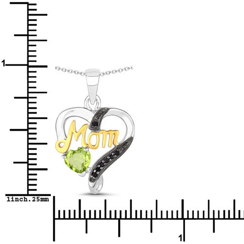 0.49 Carat Genuine Peridot and Black Spinel .925 Sterling Silver Pendant - Image 7