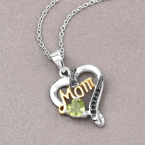 0.49 Carat Genuine Peridot and Black Spinel .925 Sterling Silver Pendant - Image 8