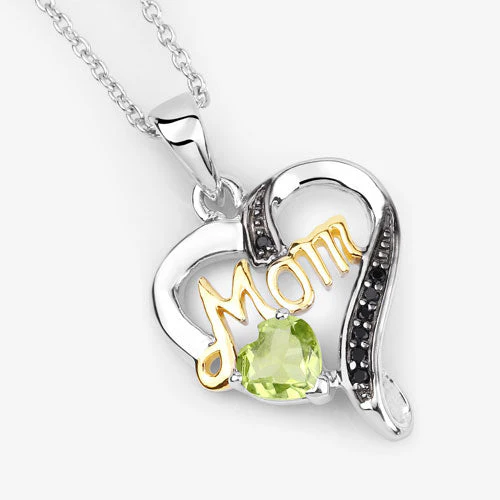 0.49 Carat Genuine Peridot and Black Spinel .925 Sterling Silver Pendant - Image 9