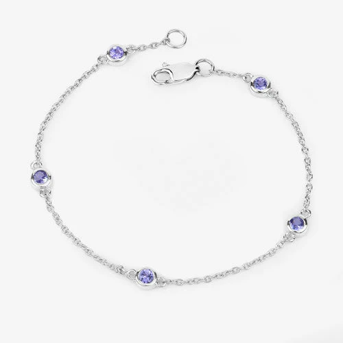 0.50 Carat Genuine Tanzanite .925 Sterling Silver Bracelet - Image 10