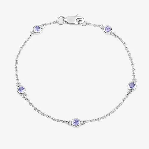 0.50 Carat Genuine Tanzanite .925 Sterling Silver Bracelet - Image 11