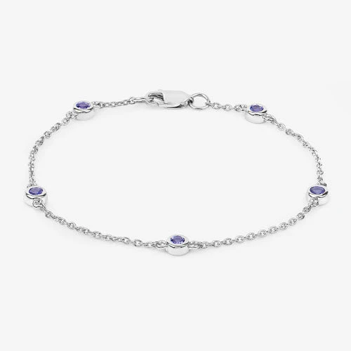 0.50 Carat Genuine Tanzanite .925 Sterling Silver Bracelet - Image 12