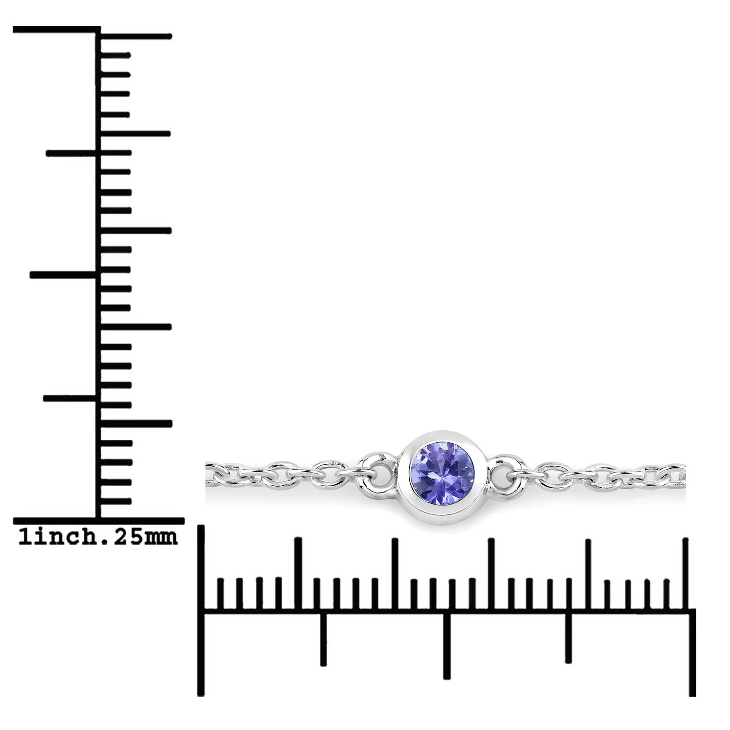 0.50 Carat Genuine Tanzanite .925 Sterling Silver Bracelet - Image 3