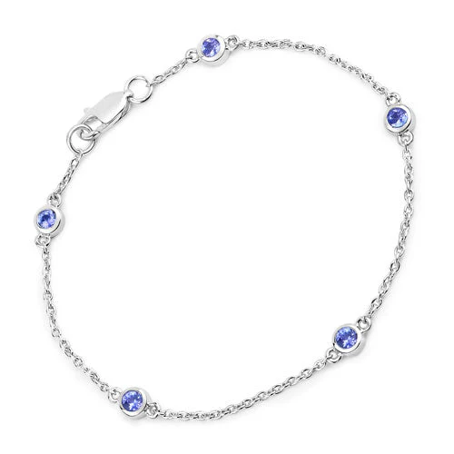 0.50 Carat Genuine Tanzanite .925 Sterling Silver Bracelet - Image 5