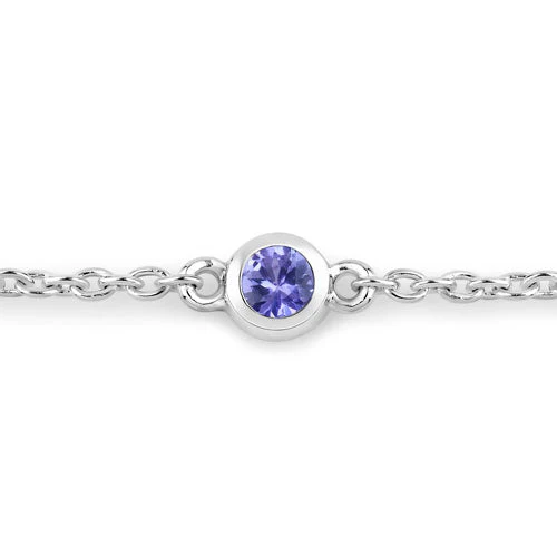 0.50 Carat Genuine Tanzanite .925 Sterling Silver Bracelet - Image 6