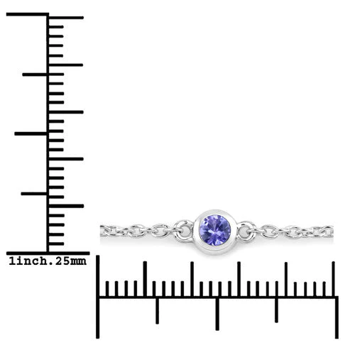 0.50 Carat Genuine Tanzanite .925 Sterling Silver Bracelet - Image 7