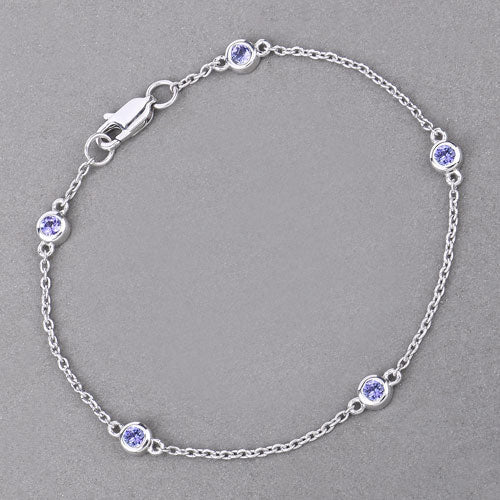 0.50 Carat Genuine Tanzanite .925 Sterling Silver Bracelet - Image 8