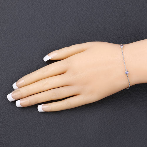 0.50 Carat Genuine Tanzanite .925 Sterling Silver Bracelet - Image 9