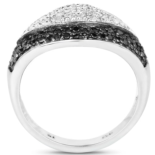 0.51 Carat Genuine Black Diamond & White Diamond .925 Sterling Silver Ring - Image 2
