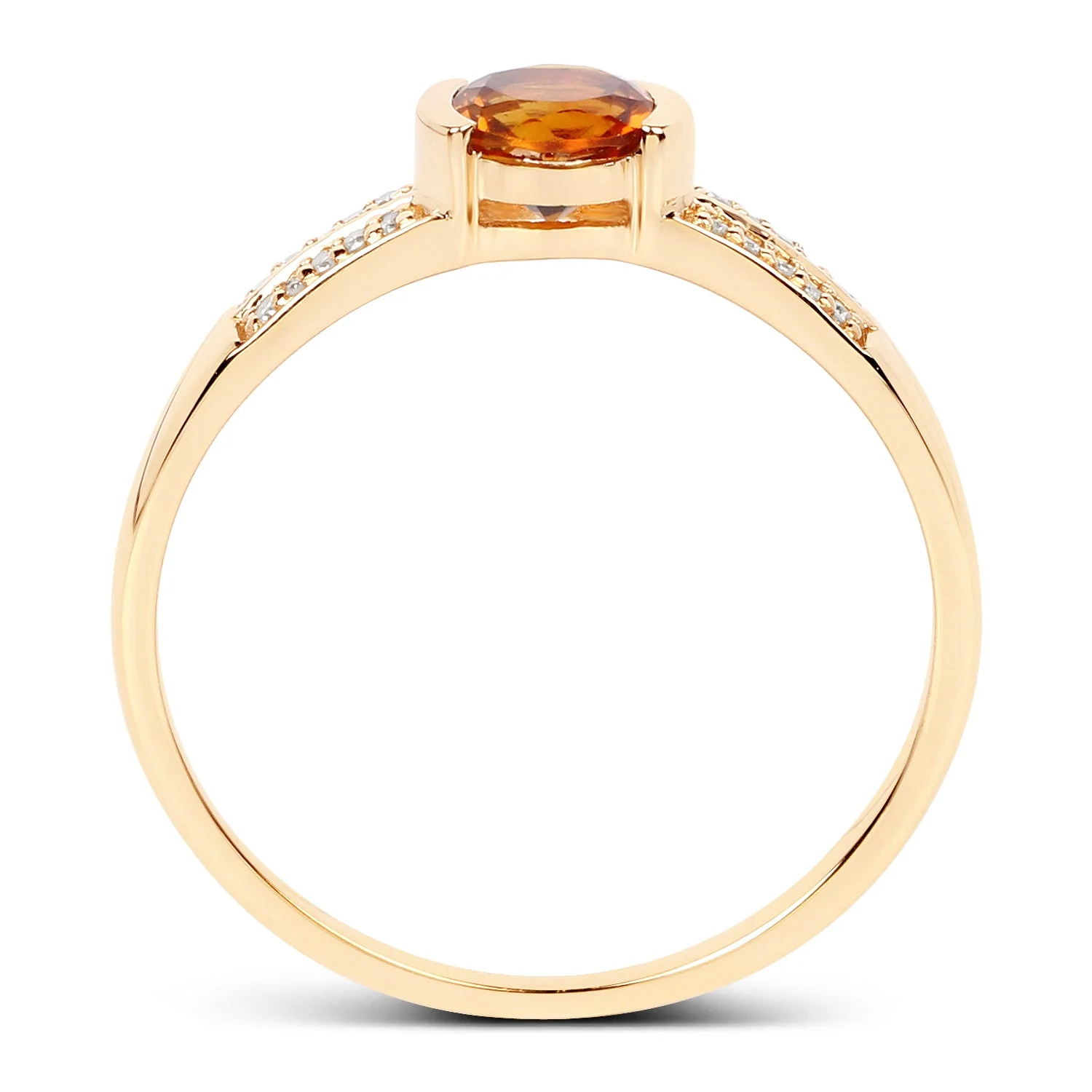 0.51 Carat Genuine Citrine and White Diamond 14K Yellow Gold Ring - Image 2