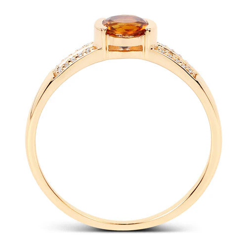 0.51 Carat Genuine Citrine and White Diamond 14K Yellow Gold Ring - Image 5