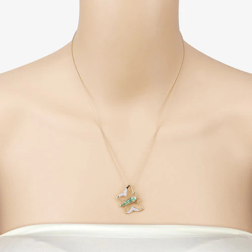 0.51 Carat Genuine Emerald and White Zircon .925 Sterling Silver Necklace - Image 10