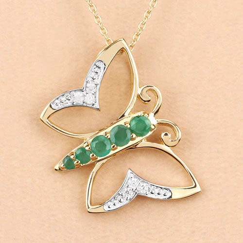 0.51 Carat Genuine Emerald and White Zircon .925 Sterling Silver Necklace - Image 9