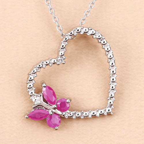 0.52 Carat Genuine Ruby and Created White Sapphire .925 Sterling Silver Pendant - Image 5