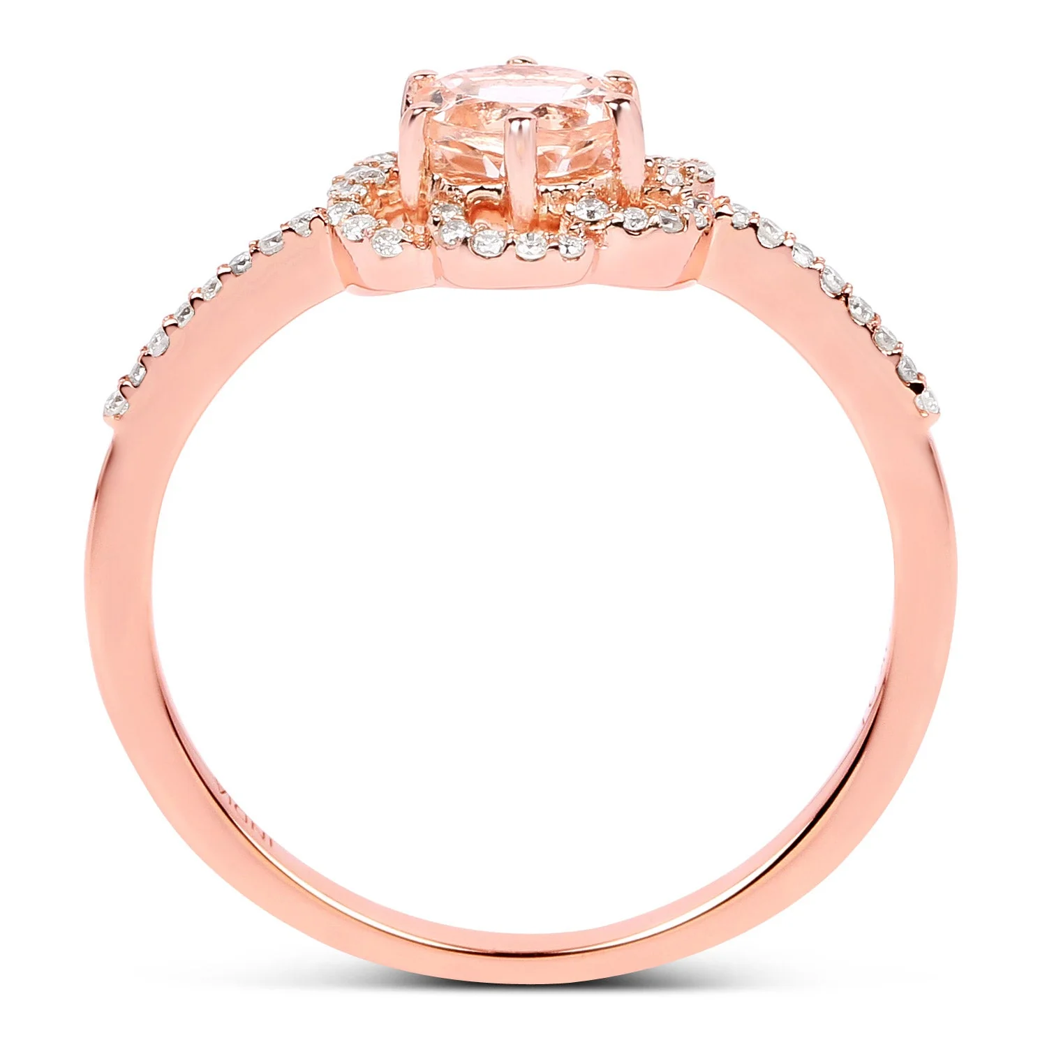 0.54 Carat Genuine Morganite and White Diamond 14K Rose Gold Ring - Image 2