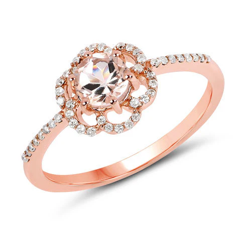 0.54 Carat Genuine Morganite and White Diamond 14K Rose Gold Ring - Image 5