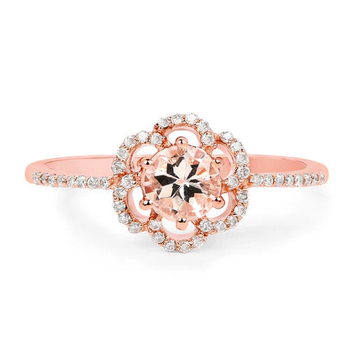 0.54 Carat Genuine Morganite and White Diamond 14K Rose Gold Ring - Image 7