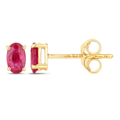 0.54 Carat Genuine Ruby 14K Yellow Gold Earrings - Image 2