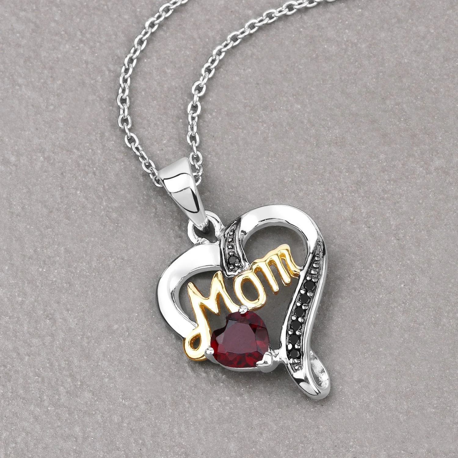 0.55 Carat Genuine Garnet and Black Spinel .925 Sterling Silver Pendant - Image 4