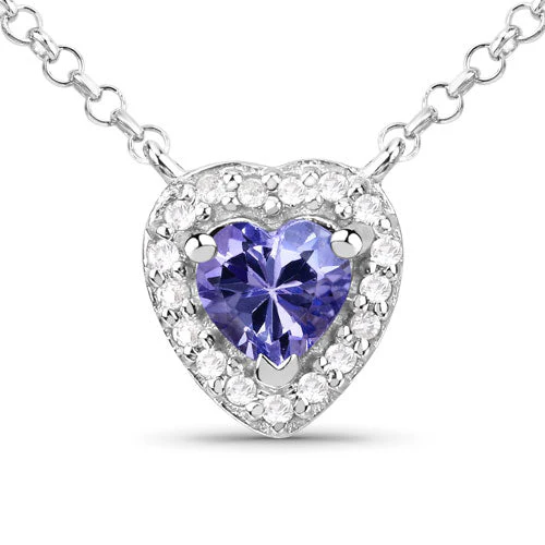 0.55 Carat Genuine Tanzanite and White Topaz .925 Sterling Silver Necklace - Image 3