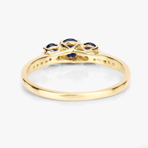 0.56 Carat Genuine Blue Sapphire and White Diamond 14K Yellow Gold Ring - Image 12