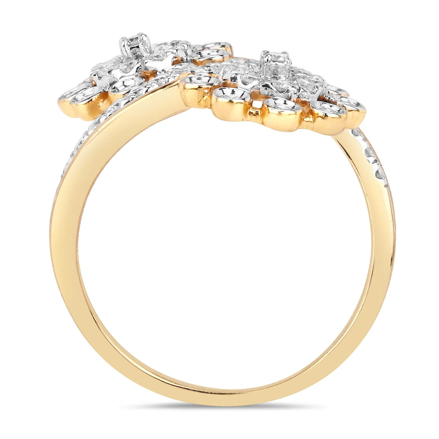 0.56 Carat Genuine White Diamond 14K Yellow Gold Ring (E-F Color, SI1-SI2 Clarity) - Image 2