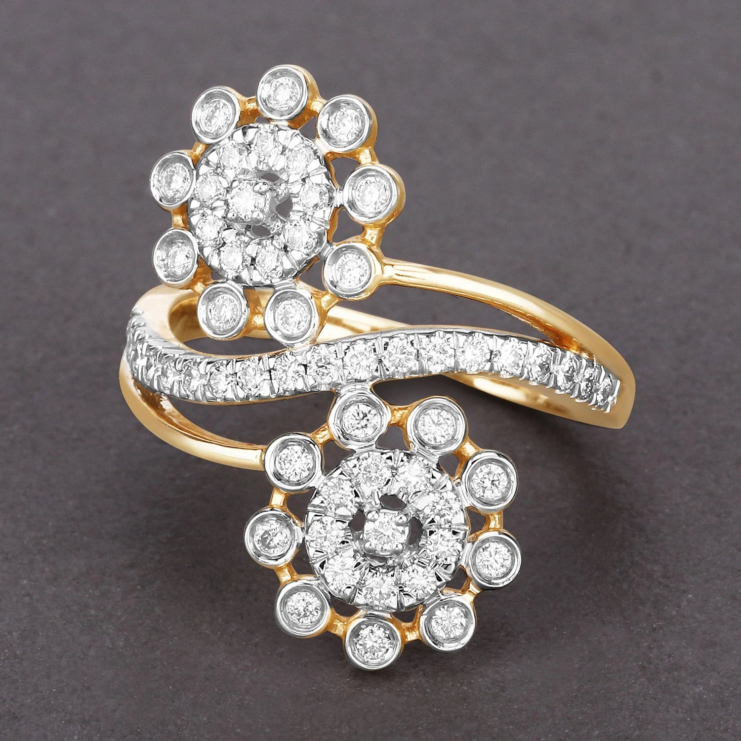 0.56 Carat Genuine White Diamond 14K Yellow Gold Ring (E-F Color, SI1-SI2 Clarity) - Image 4