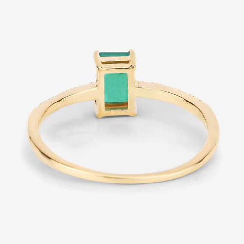 0.59 Carat Genuine Zambian Emerald and White Diamond 14K Yellow Gold Ring - Image 12