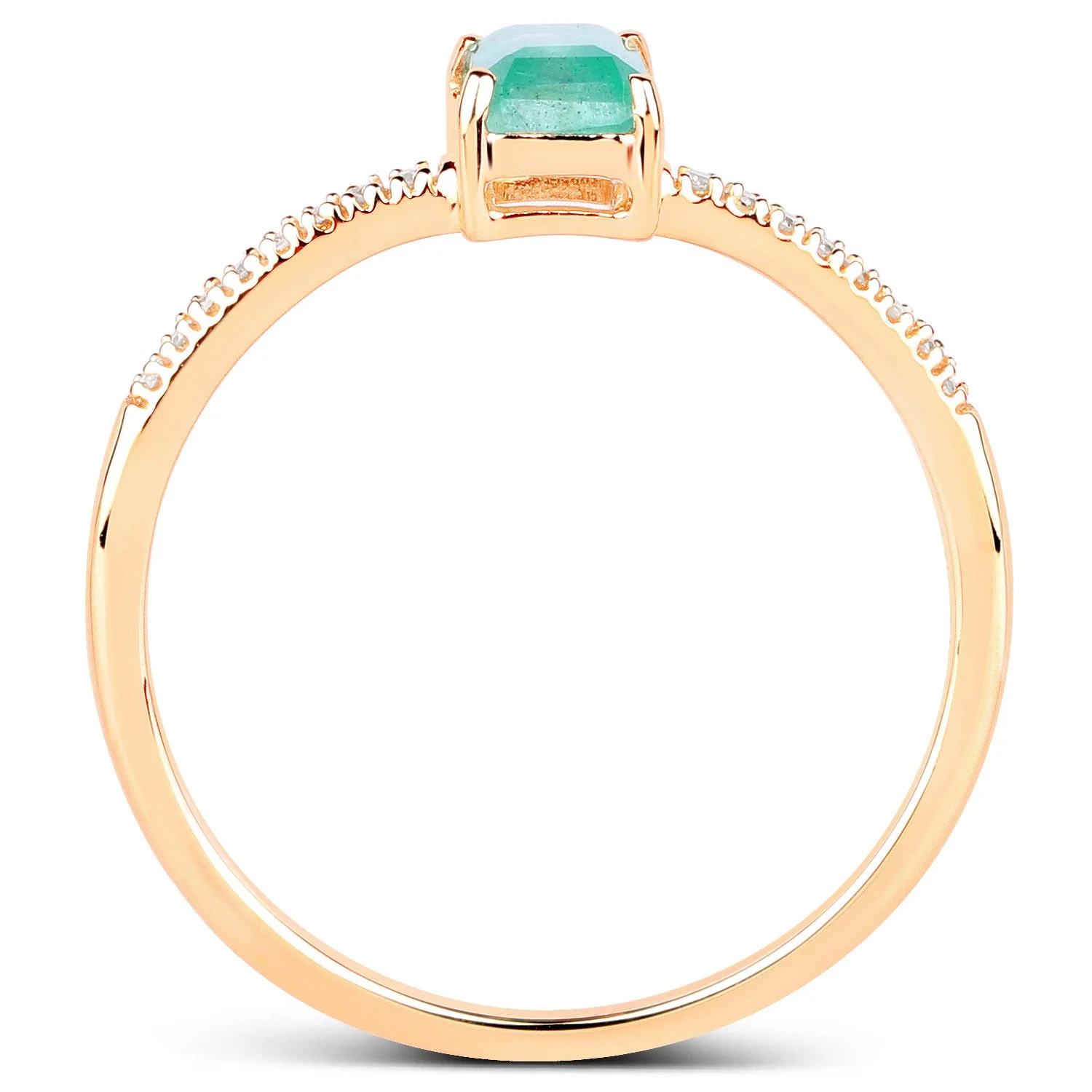 0.59 Carat Genuine Zambian Emerald and White Diamond 14K Yellow Gold Ring - Image 2