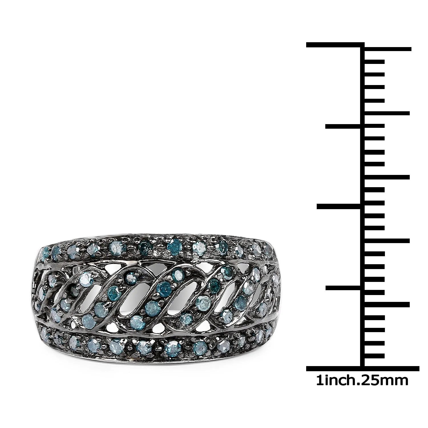 0.60 Carat Genuine Blue Diamond .925 Sterling Silver Ring - Image 3