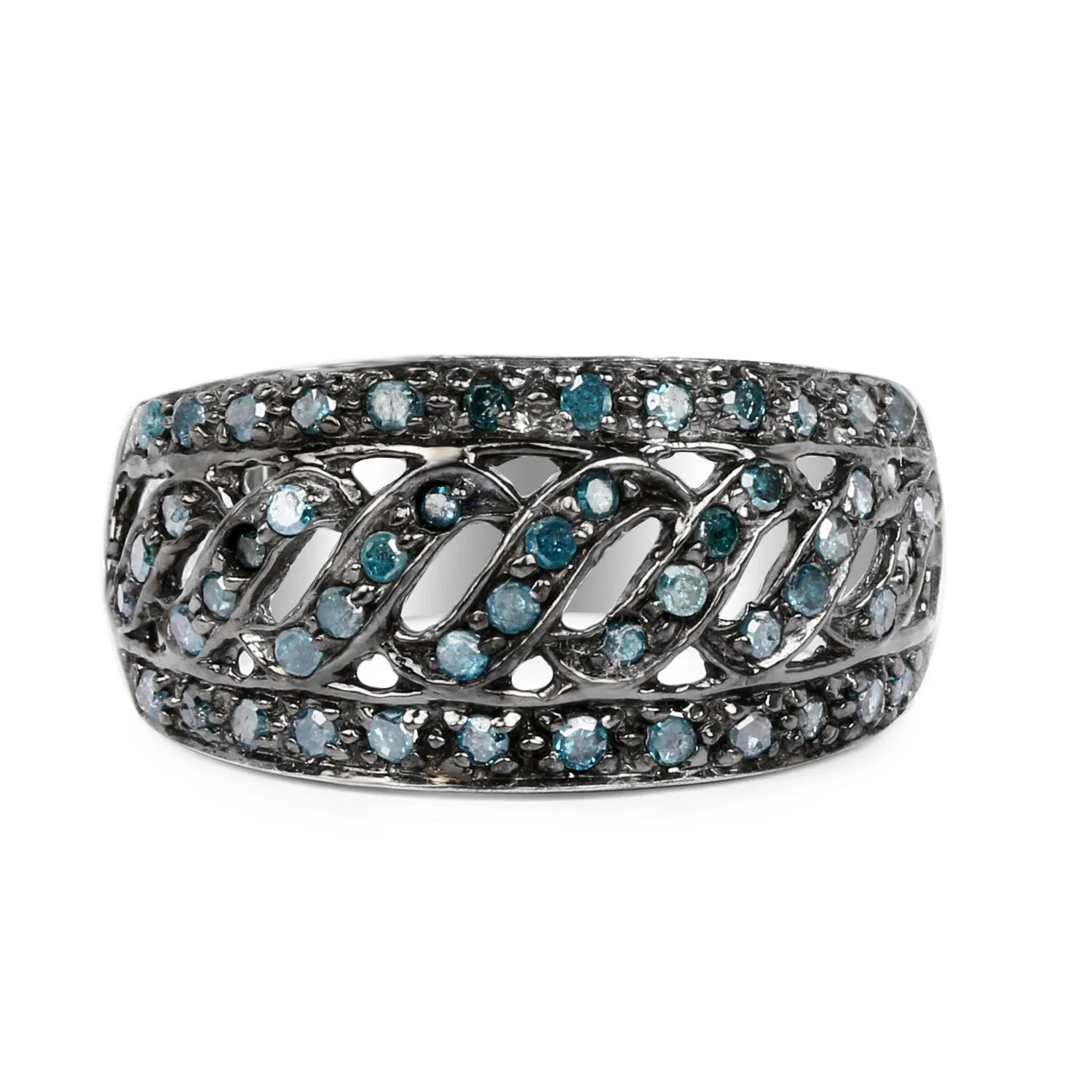 0.60 Carat Genuine Blue Diamond .925 Sterling Silver Ring - Image 4