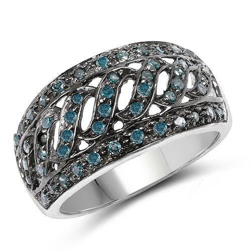 0.60 Carat Genuine Blue Diamond .925 Sterling Silver Ring - Image 5