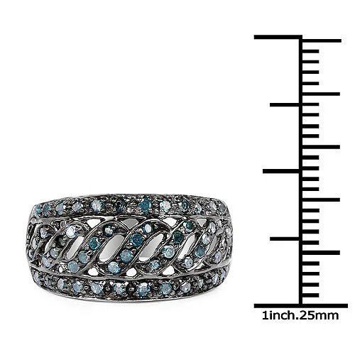 0.60 Carat Genuine Blue Diamond .925 Sterling Silver Ring - Image 7
