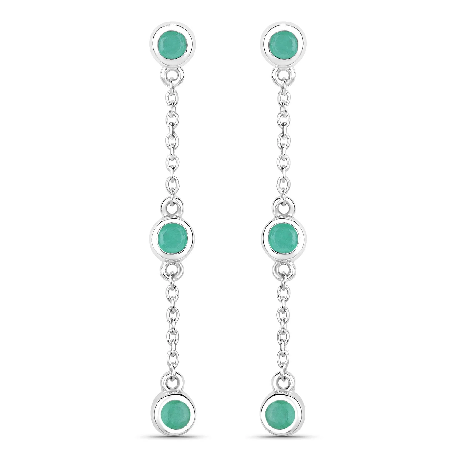 0.60 Carat Genuine Emerald .925 Sterling Silver Earrings